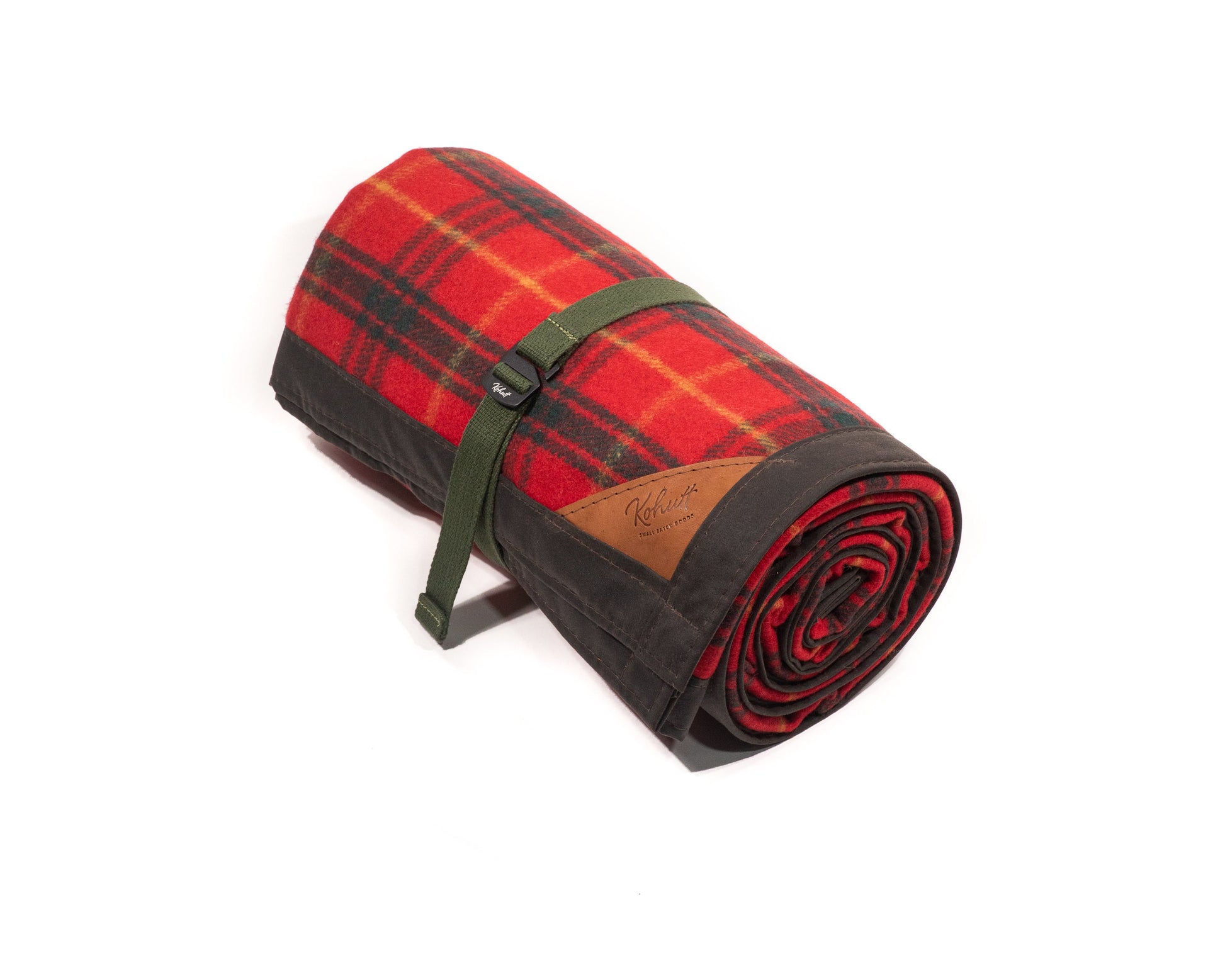 Waxed canvas & wool blanket in scarlet tartan - Kohutt™
