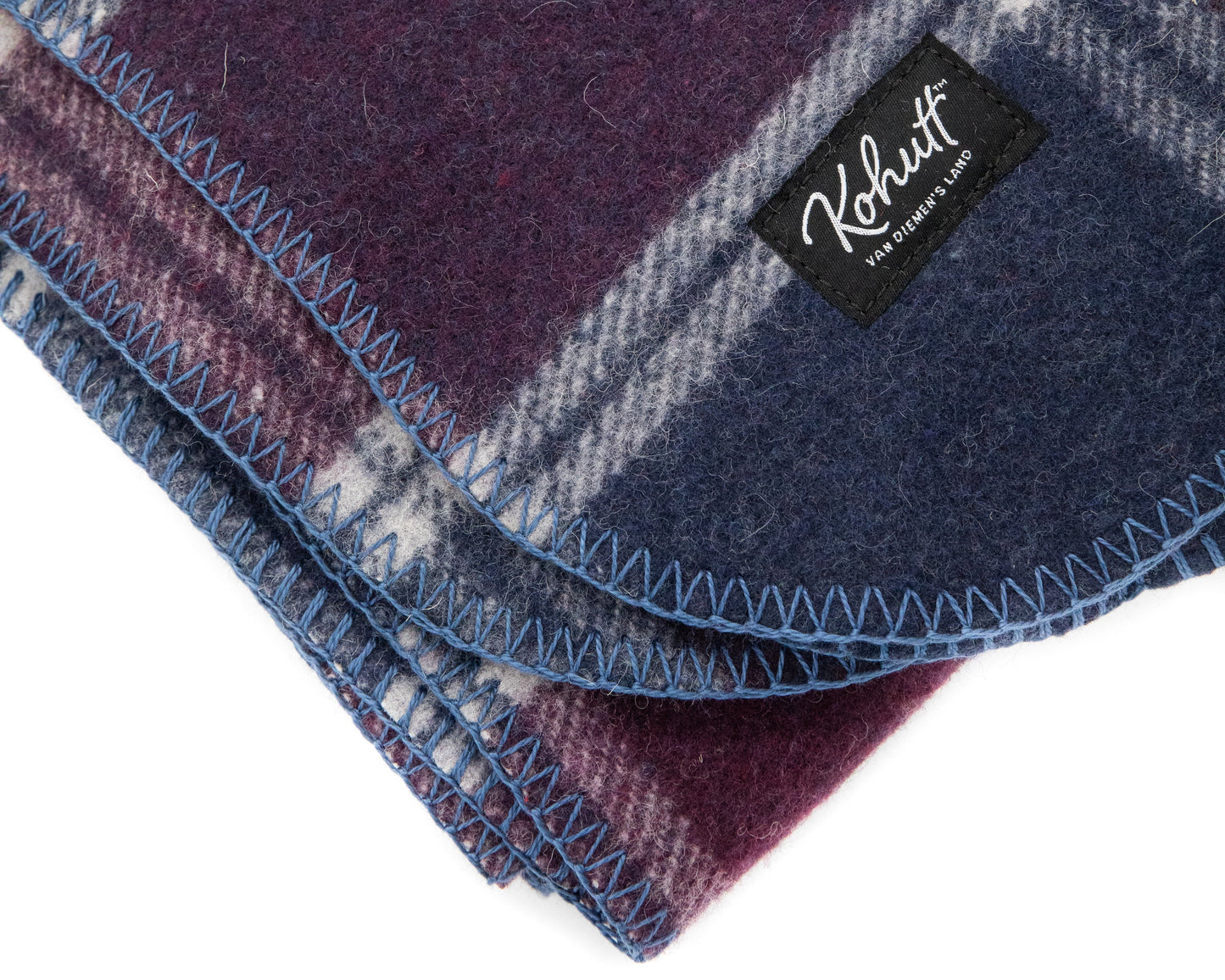 Australian made wool army blanket in burgundy tartan - Kohutt™ - made in Tasmania