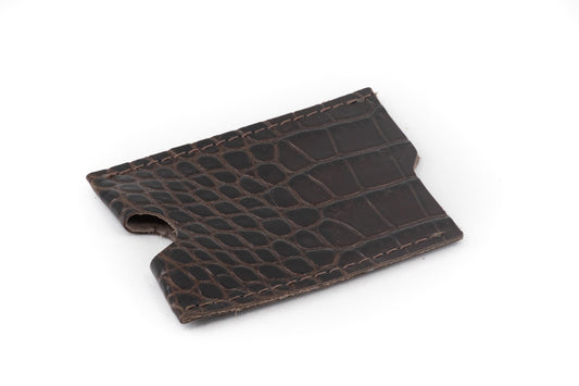 Card holder in crocodile embossed Italian leather - Kohutt™ - made in Tasmania