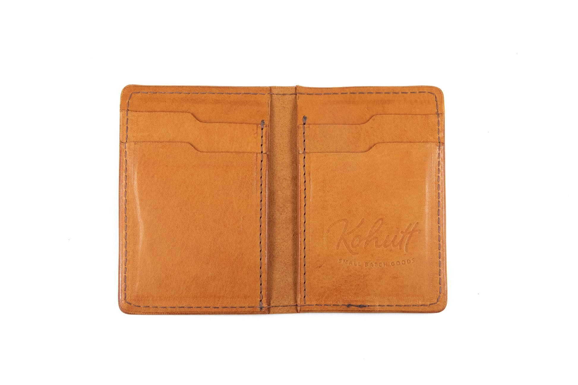 Classic vertical bifold slim wallet in caramel Kangaroo leather - Kohutt™ - made in Tasmania