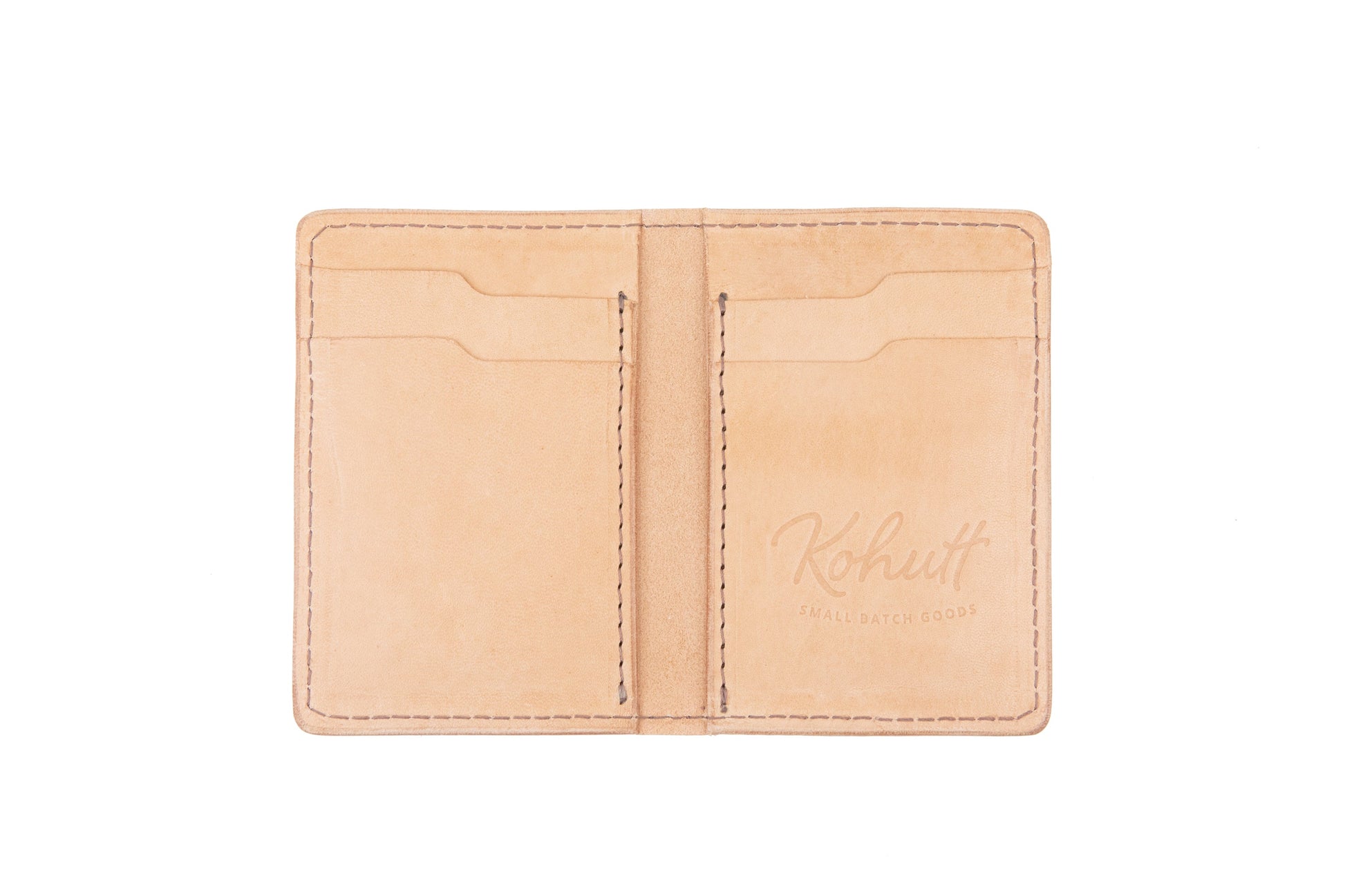 Classic vertical bifold slim wallet in natural Kangaroo leather - Kohutt™ - made in Tasmania