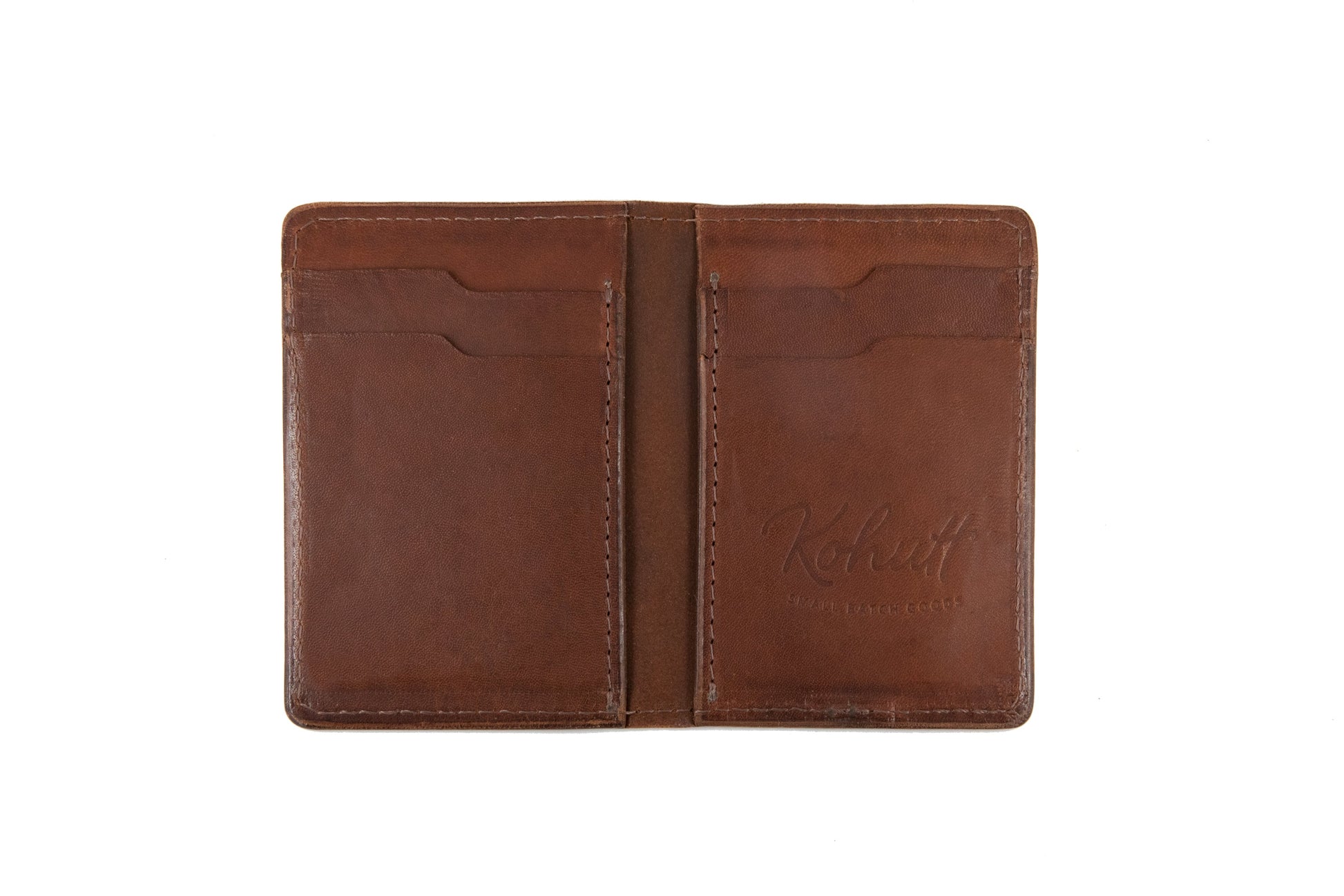 Classic vertical bifold slim wallet in whiskey Kangaroo leather - Kohutt™ - made in Tasmania